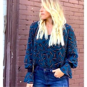 CABI Shadow Leaf Blouse Size S